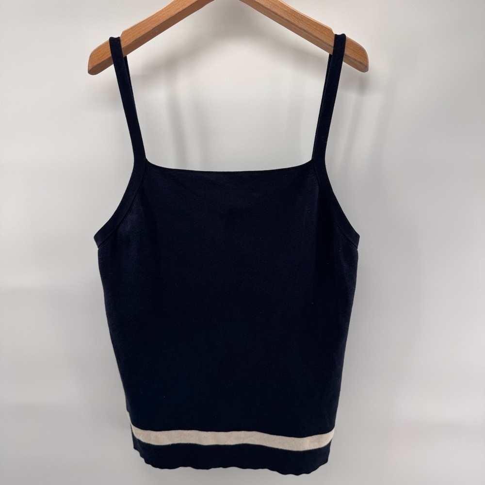Armani Collezioni Silk Cotton Knitted Tank Navy Top Large